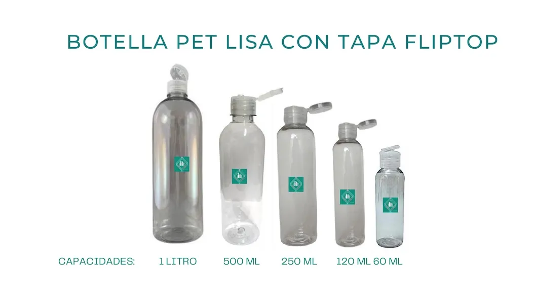  BOTELLA PET LISA CON TAPA FLIPTOP